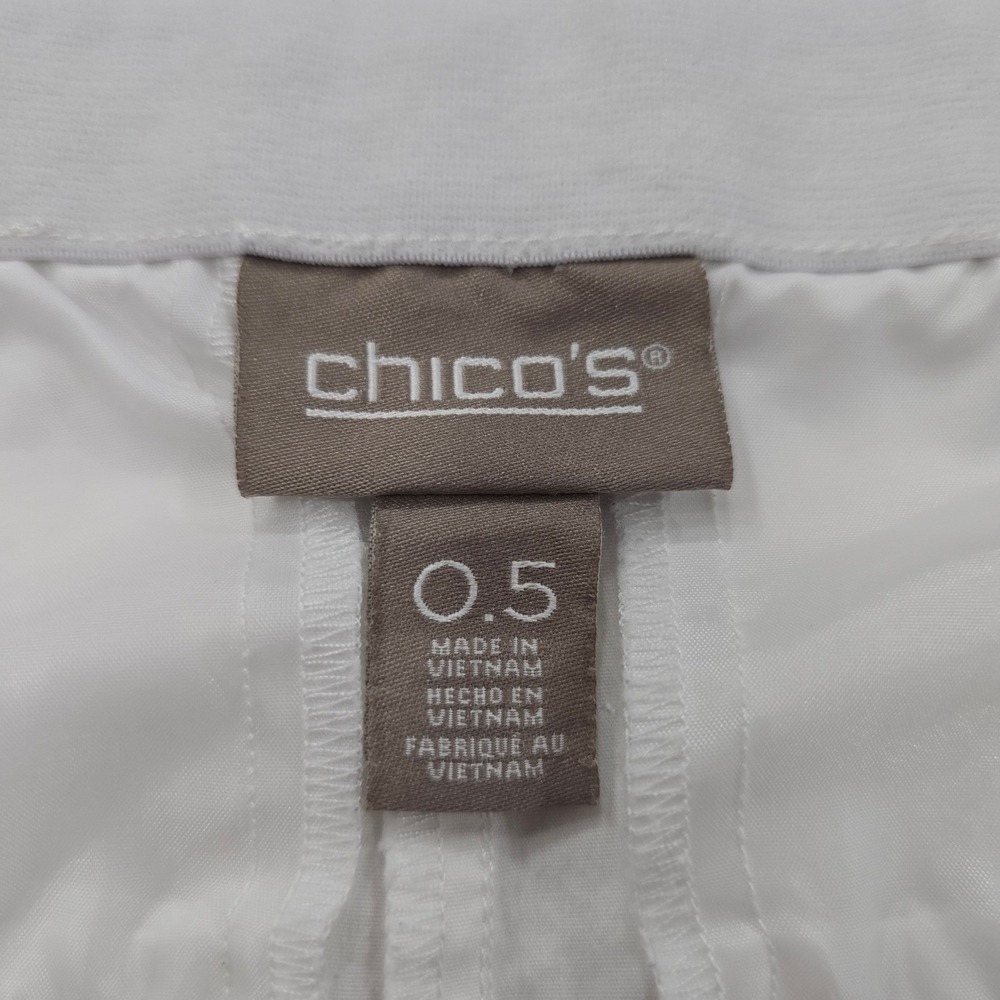Chico's White Wide Leg Crop Pants Seahorse Coral Shell Embroidery Size 0.5 S/M - Picture 8 of 10